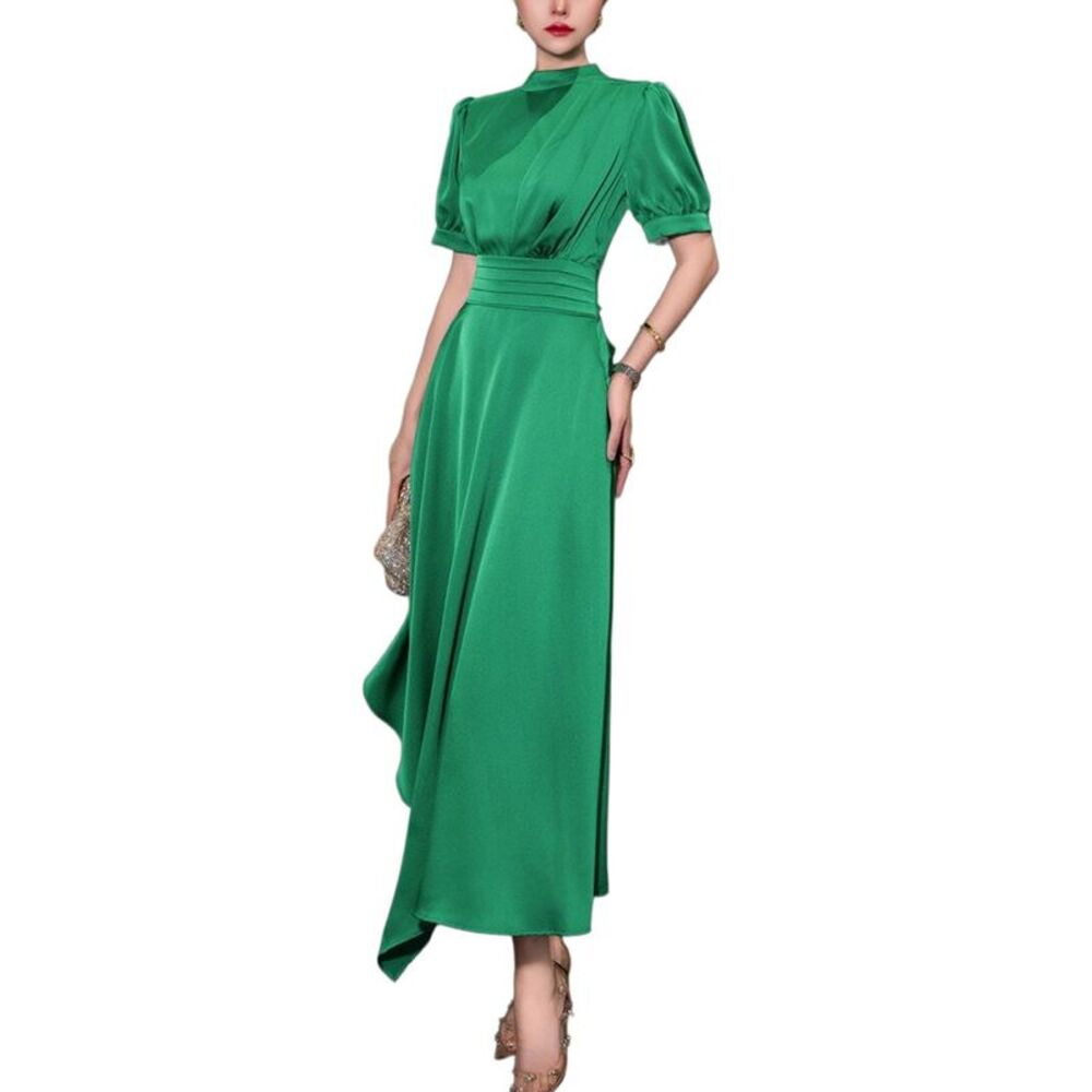 Burryco Womens  Green Solid Midi Dress, Green